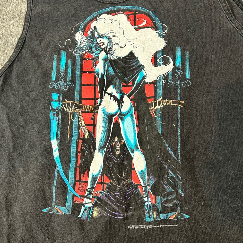 Vintage Lady Death Tank Top Graphic Sleeveless‎ Chaos Comics Mens Size XL 1996